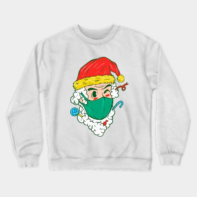 Funny Santa Wearing Mask Crewneck Sweatshirt by yogisnanda